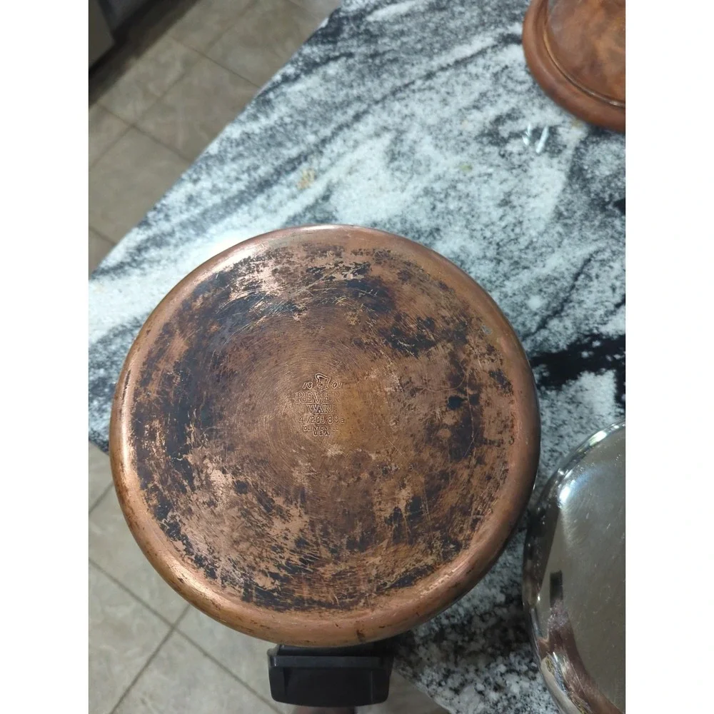 Vintage Revere Ware 4-1/2 QT -89a Stock Pot w lid Copper Bottom Clinton IL USA